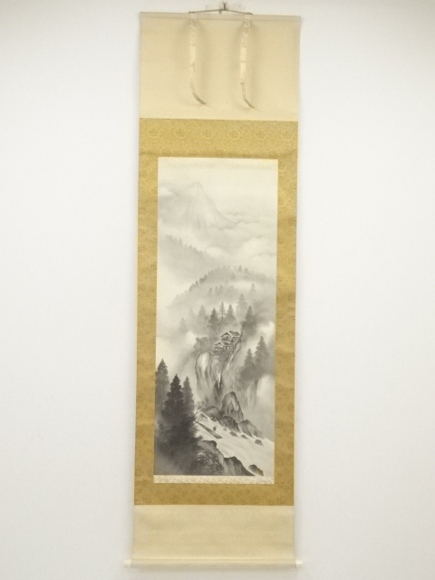 道具 ] - 道具 間野翠月筆 水墨山水 肉筆絹本掛軸（共箱） | ネット